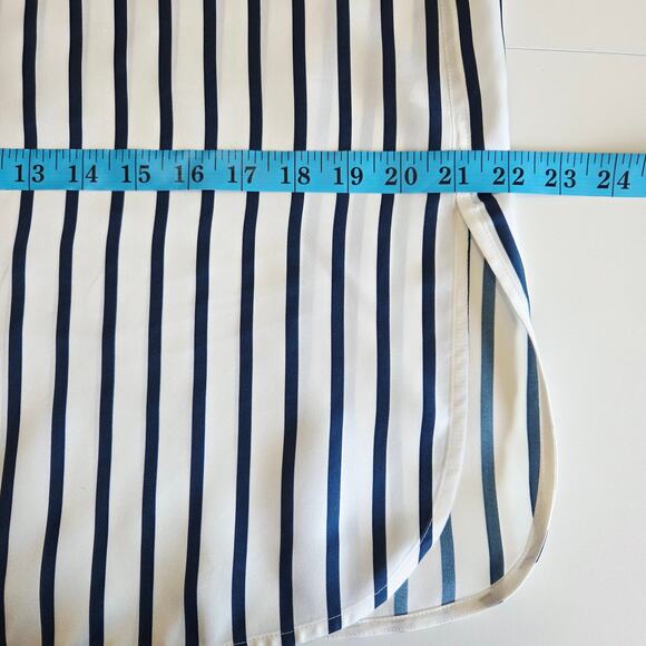 LILYSILK Oversized Palma Stripe Silk Button Down Shirt, Size Small, White & Blue - Picture 10 of 16